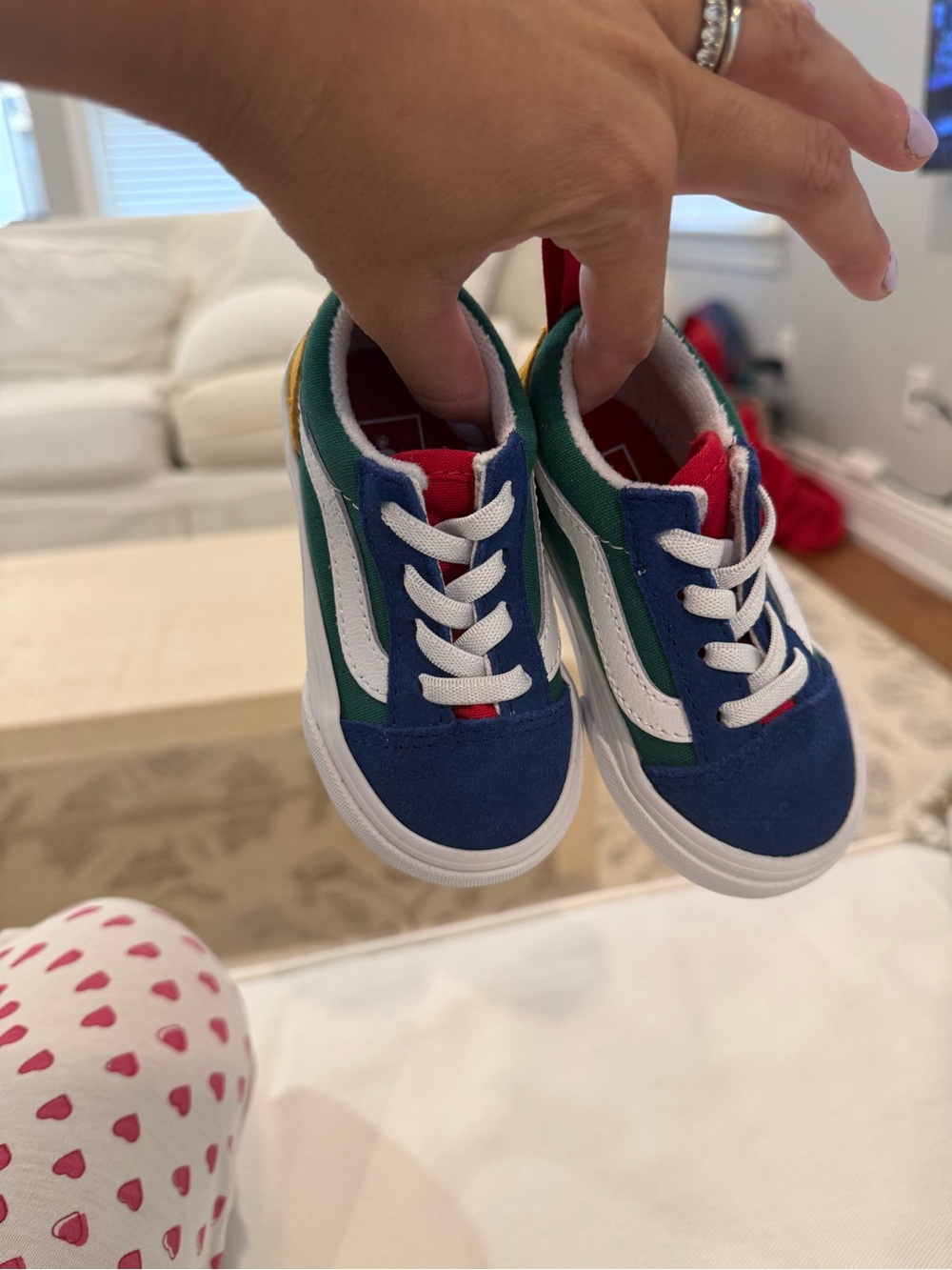 NWOT Toddler Low-Top Casual Sneakers in Blue, Green & Red